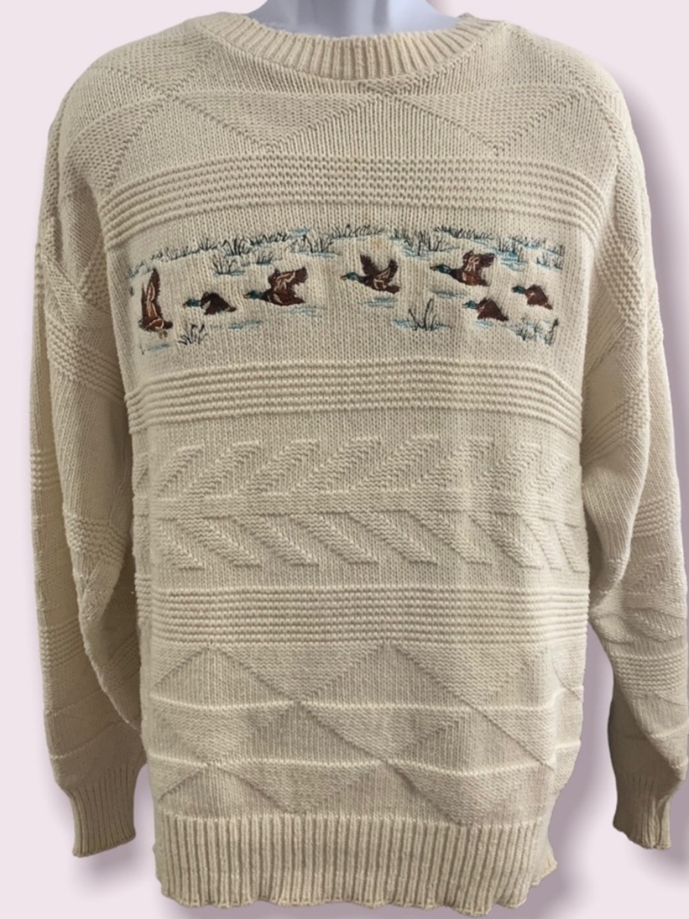 Vintage Ducks Unlimited Mallard Duck Knit Sweater XL Made in USA
